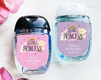 Little Princess Personalized Labels Stickers, Personalized Birthday Party Peel-and-stick Labels for Sanitizers 96, Set of 12