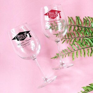 Set of 18 Personalized Class of 2025 Custom Wine Glass Favors - Graduation Long Stem Wine Favors, Graduation Wine Favors 821