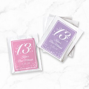 Set of 16 Personalized Tea Favors with Bar Mitzvah or Bat Mitzvah Labels, Personalized Mitzvah Tea Party Favors 874