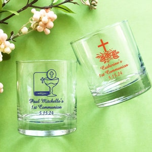 Set of 24 Personalized Custom Votive Holder Shot Glass - First Holy Communion, Religious Communion Favors, Primera Comunión Favor 870