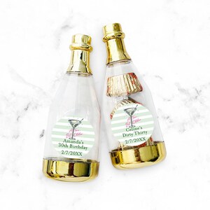 Tini Bit Older Personalized Metallic Accent Champagne Bottle Container Favors, Adult Birthday Party Bottles Favor 926, Set of 12