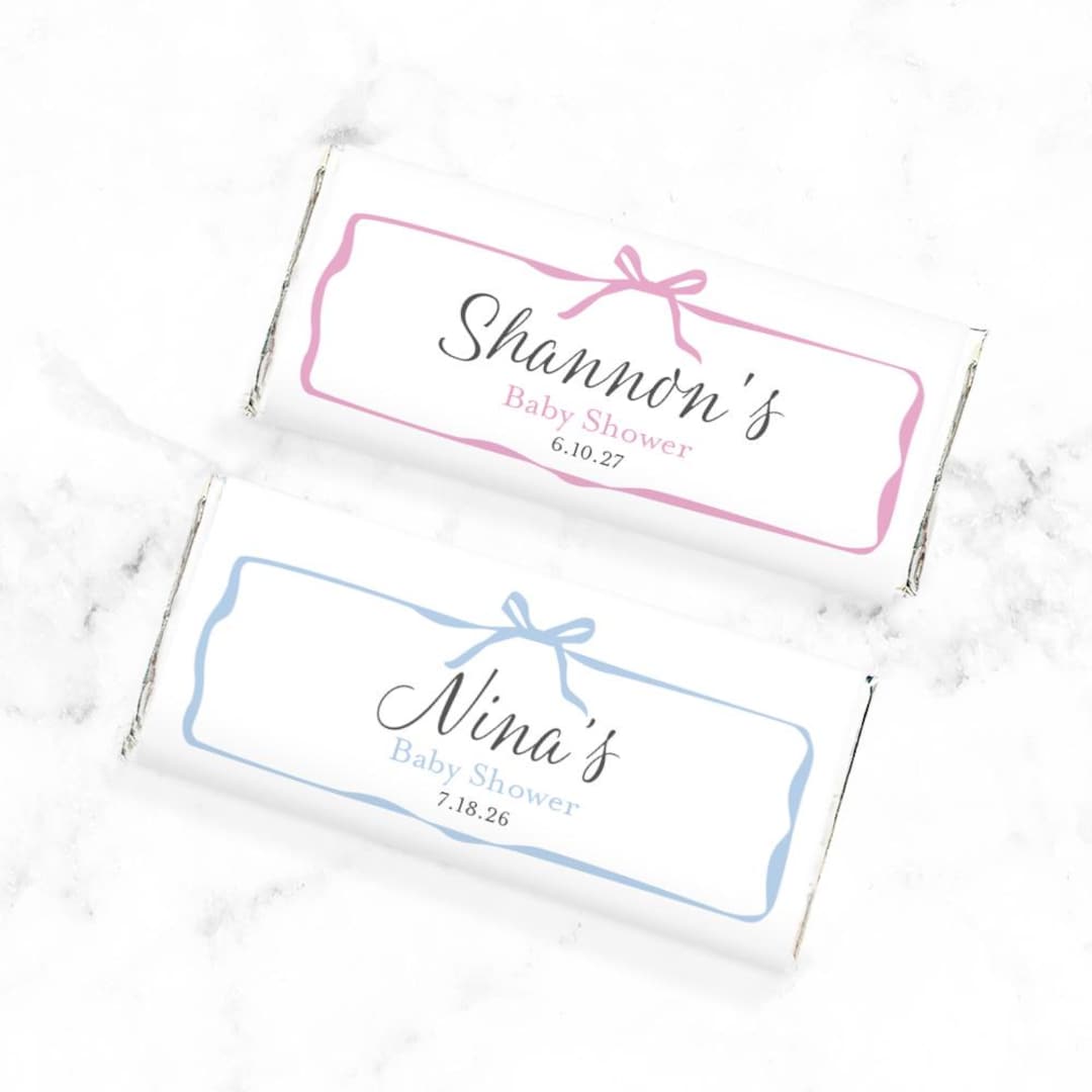 Baby Shower Bow Personalized Wrapped Chocolate Hershey's Bars ...