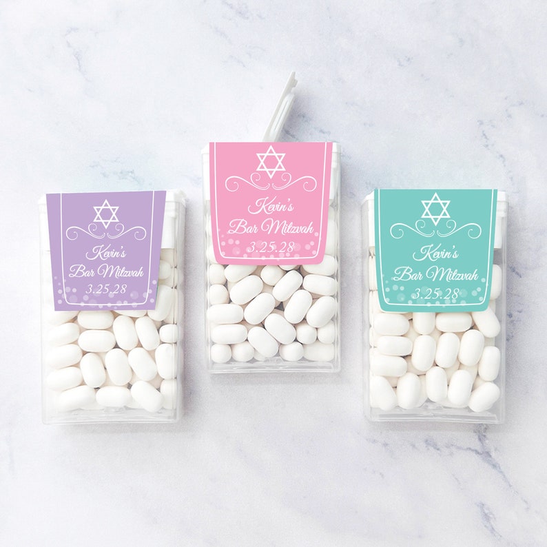 Bat Mints Set of 12 Mitzvah Personalized Tic Tac® Candy Mint Favors, Bar Mitzvah ...