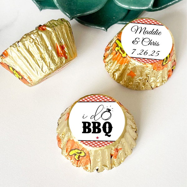 Set of 25 Personalized Reese's Peanut Butter Cups Minis I Do BBQ Barbecue, Personalized Wedding Reese's Minis Chocolate Favors {SKU:MG53}