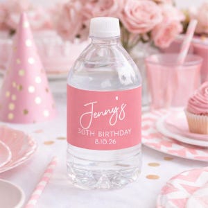Custom Birthday Name Personalized Water Bottle Labels, Personalized Birthday Party Water Bottle Labels, Set of 12