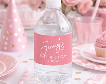 Custom Birthday Name Personalized Water Bottle Labels, Personalized Birthday Party Water Bottle Labels 910, Set of 12