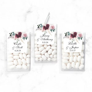 Set of 12 Personalized Tic Tac Favors Labels or Tic Tac Candy Favors Floral Elegance, Personalized Wedding Party Tic Tac Favors 856