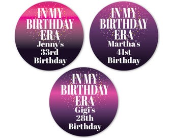In My Birthday Era Personalized Circular Round Labels, Birthday Personalized Labels 941, Set of 24