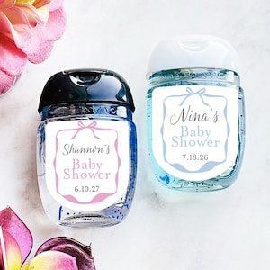 Baby Shower Bow Personalized Labels Stickers, Personalized Baby Shower Peel-and-stick Labels for Sanitizers 92, Set of 12