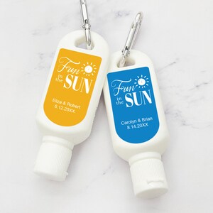 Fun In The Sun Mini Personalized Sunscreen SPF30, Personalized Beach Wedding Party Peel-and-stick Label Sunscreen Favor 909, Set of 12