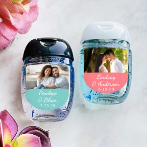 Set of 12 Wedding Photo Personalized Labels Stickers, Personalized Wedding Party Peel-and-stick Labels for Sanitizers {SKU:MG55}