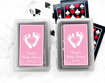 Set of 10 Baby Shower Personalized Playing Cards with Labels, Baby Shower Playing Cards Favors, Baby Shower Casino Favors, Design 867