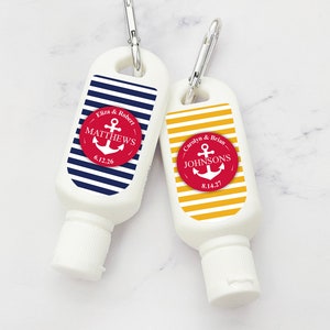 Beach Anchor Wedding Mini Personalized Sunscreen SPF30, Nautical Beach Wedding Party Peel-and-stick Label Sunscreen Favor 909, Set of 12