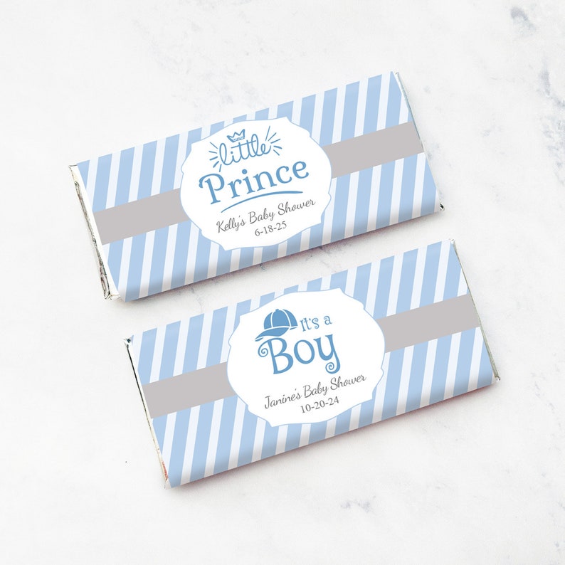 It's a Boy Baby Shower Personalized Wrapped Chocolate Hershey's Bars ...