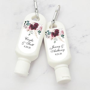Set of 12 Mini Personalized Sunscreen SPF30 with Floral Elegance Labels, Peel-and-Stick Labels Sunscreen Wedding Favors 856