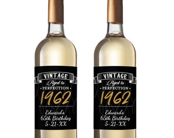 Set of 10 Labels & Stickers Only for Wine Bottles and Champagne Vintage Aged to Perfection, Birthday Peel-and-stick Labels SKU:MG836
