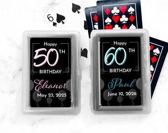Set of 10 Personalized Playing Cards Favors with Birthday Balloon Labels, Personalized Birthday Party Playing Cards Favors 871