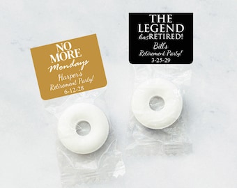 Retirement Personalized Life Savers, Personalized Retirement Party Life Savers Ring-shaped Candy SKU:MG213, Set of 25