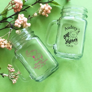 Set of 12 Personalized Custom Mason Jar Mug - Baby Shower, Baby Shower Mason Jar Mug Favors, Baby Party Favors 867