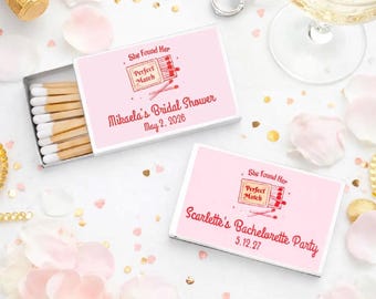 10 pcs She Found Her Match Perfect Match Personalized Matchbox with Labels, Personalized Bachelorette Party Matches Favors 922