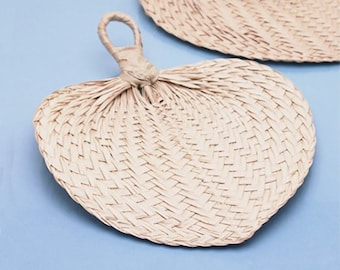 Pack of 10 , Palm Leaf Raffia Natural Color Hand Fans