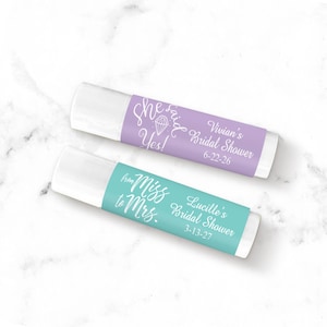 Set of 12 Bridal Shower Personalized Cylindrical Tube Lip Balm with Labels, Bridal Shower Lip Balm Party Favors, Lip Balm Favors 878