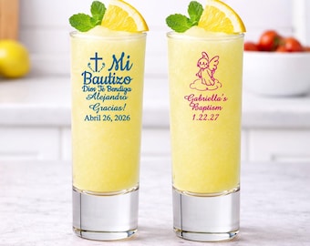 Personalized Baptism Bautizo Tall Shot Glasses Favors - Set of 24
