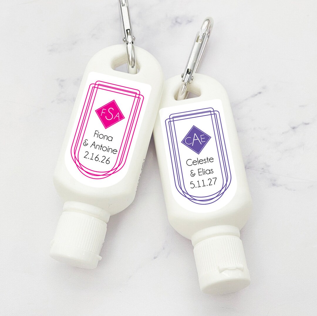 Set of 12 Mini Personalized Elegant Wedding Design Sunscreen With SPF30