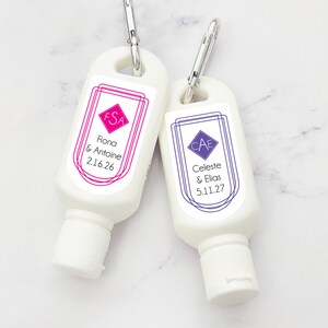 Set of 12 Mini Personalized Elegant Wedding Design Sunscreen with SPF30, Wedding Peel-and-stick Labels Sunscreen Party Favors JM823