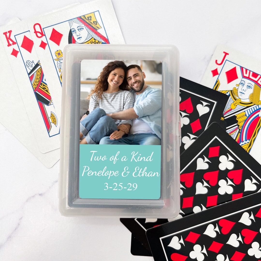 Set of 10 Personalized Playing Cards Favors With Wedding Photo Labels ...