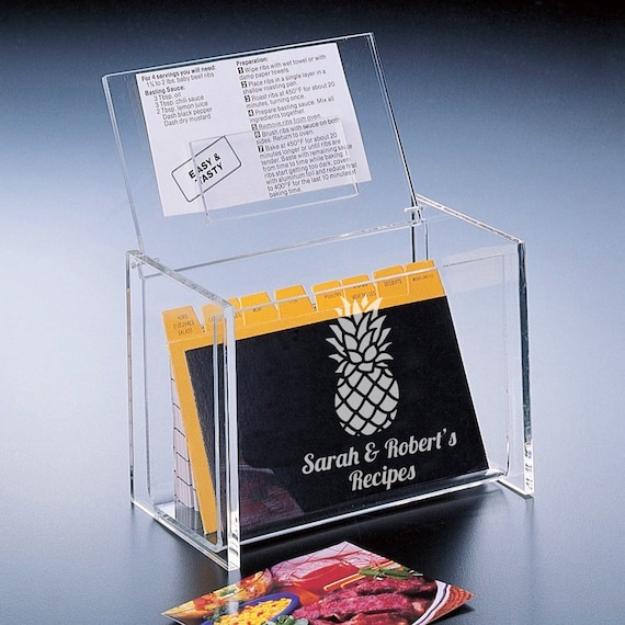 Pineapple Personalized Acrylic Recipe Box , Personalized Engraved Etched Acrylic  Box With Rceipe Cards - Etsy