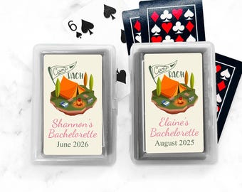 Vintage Camp Bach Personalized Playing Cards Favors, Personalized Bachelorette Party Playing Cards Favors 915, Set of 10
