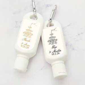 Champagne Tower Mini Personalized Sunscreen SPF30, Personalized Wedding Party Peel-and-stick Label Sunscreen Favor 887, Set of 12