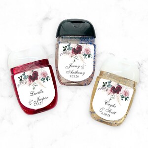 Set of 12 Labels & Stickers Only for Sanitizers Floral Elegance, Personalized Wedding Party Peel-and-stick Labels 856