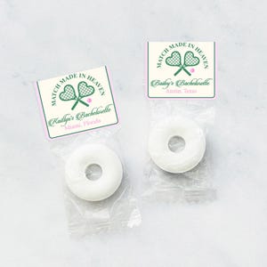 Match Made In Heaven Personalized Life Savers, Personalized Tennis Bachelorette Life Savers Ring-shaped Candy 921, Set of 25