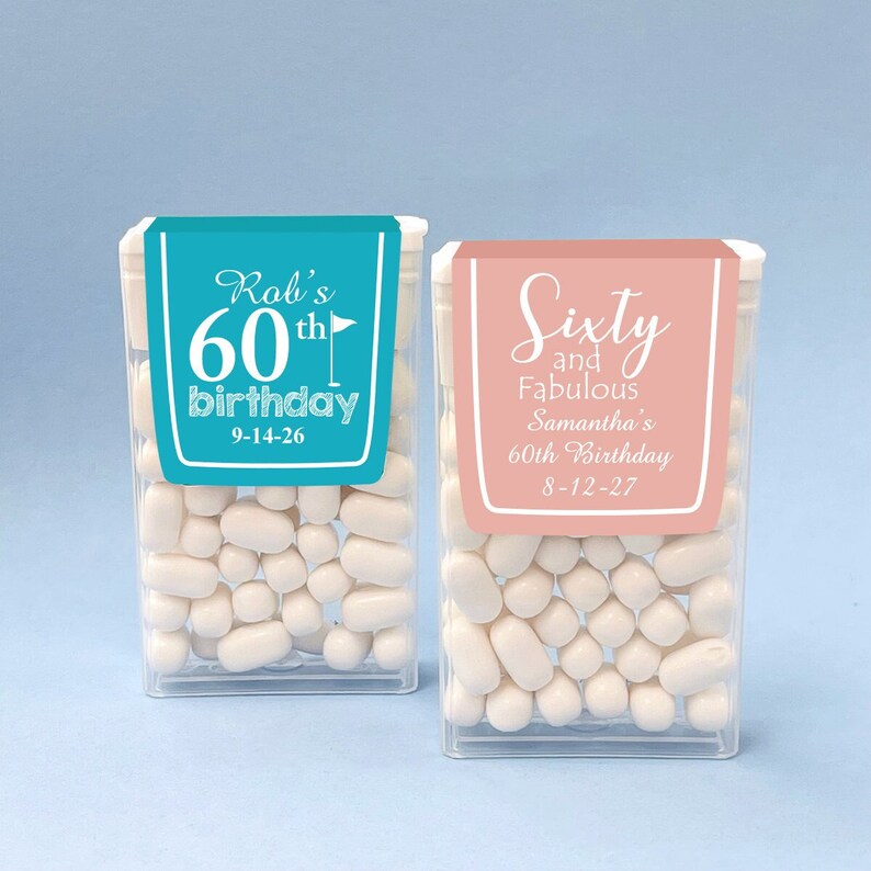60th Birthday Favors, 12 Pieces Personalized Tic Tac® Favors, Sixtieth ...