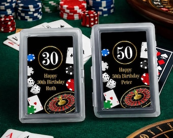Casino Birthday Personalized Playing Cards Favors, Personalized Las Vegas Birthday Party Playing Cards Favors 912, Set of 10