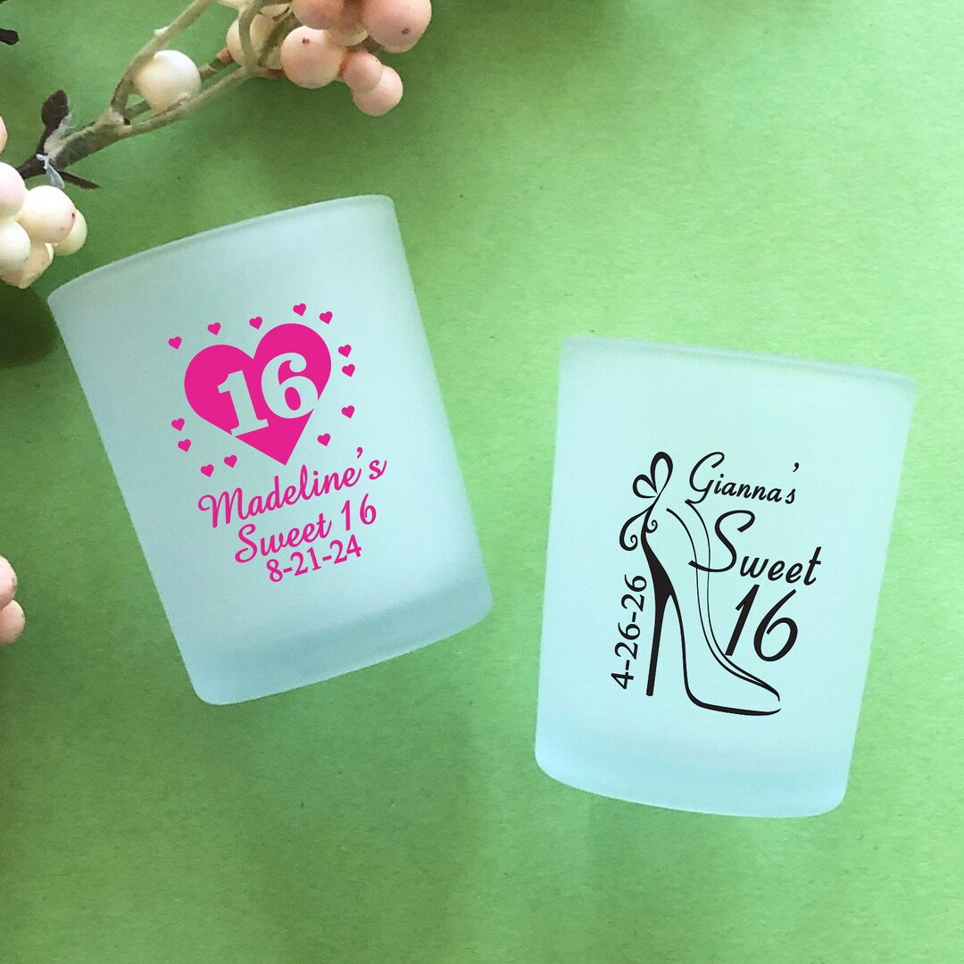 Set of 24 Personalized Custom Sweet 16 Tealight Candle Holder Frosted