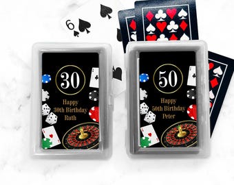 Casino Birthday Personalized Playing Cards Favors, Personalized Las Vegas Birthday Party Playing Cards Favors 912, Set of 10