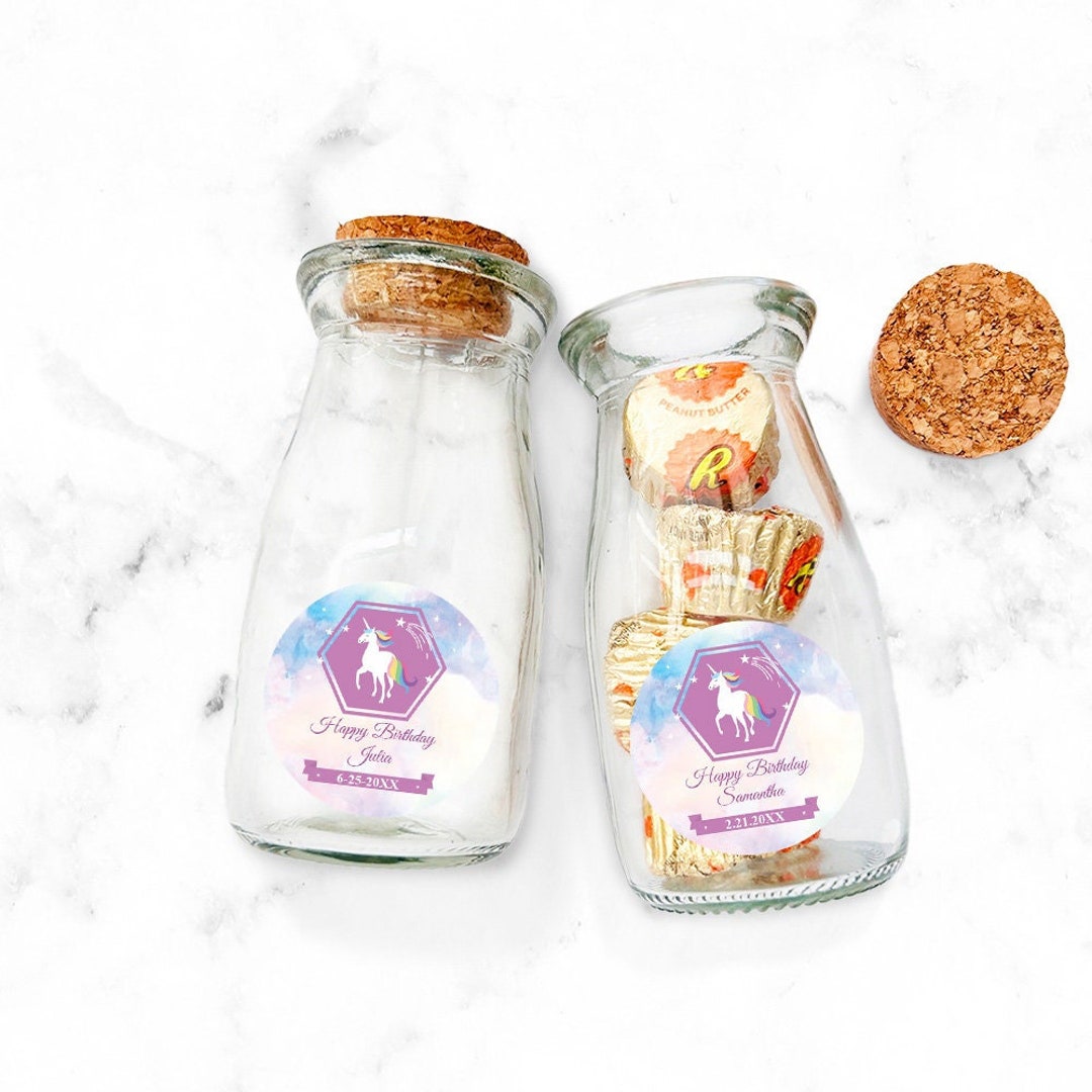 Unicorn Mini Glass Vintage Milk Jar Favor Bottle With Labels, Birthday  Party Milk Shaped Favor Jars 892, Set of 12 - Etsy