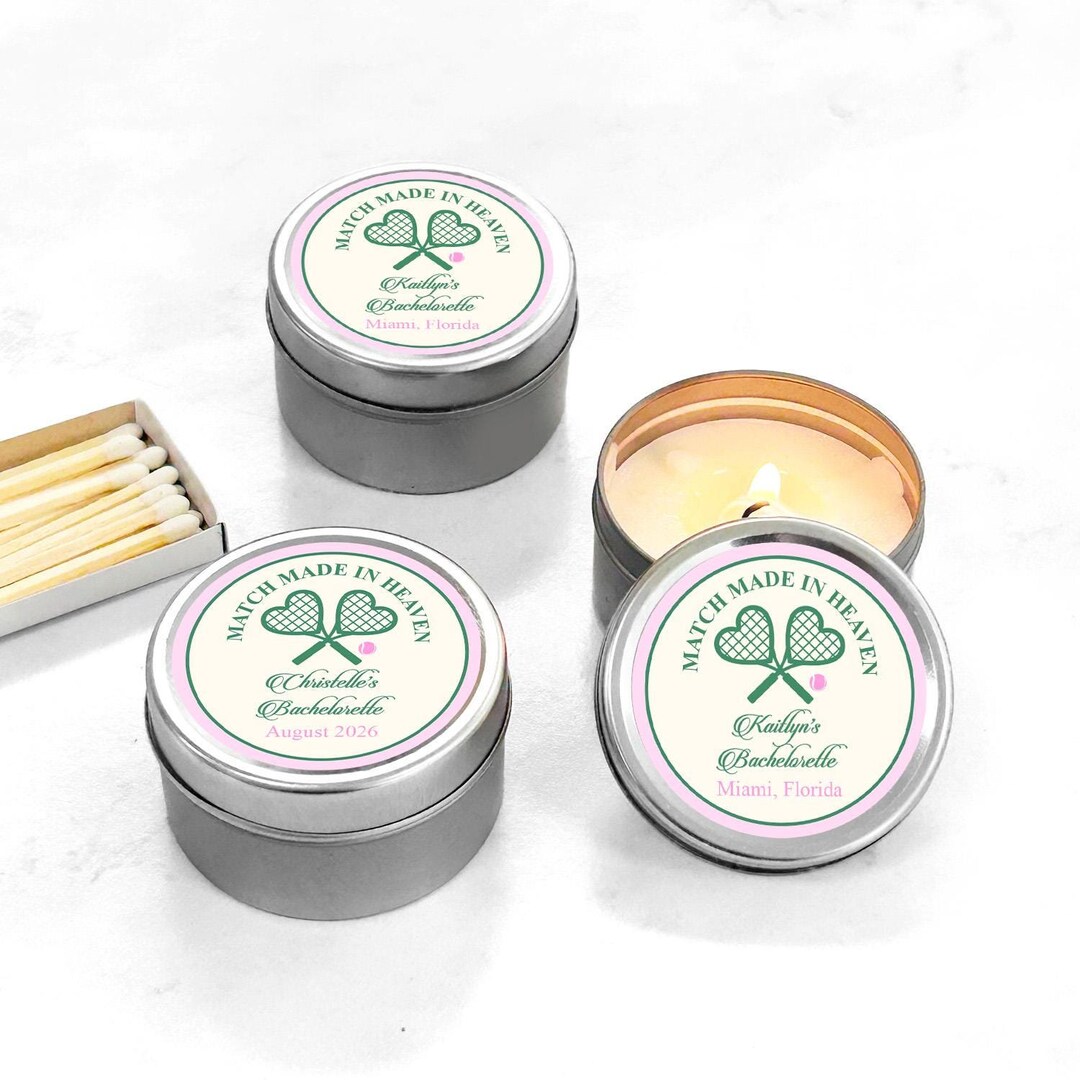 Match Made in Heaven Personalized Travel Candle Tin With Labels Favor ...