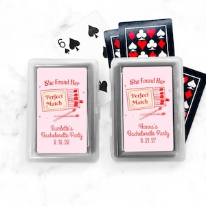 She Found Her Match Perfect Match Personalized Playing Cards Favors, Personalized Bachelorette Party Playing Cards Favors 922, Set of 10