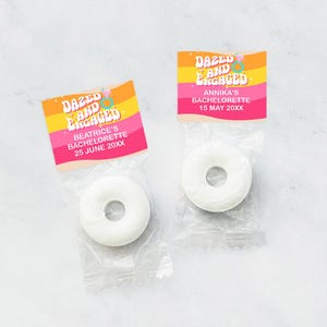 Retro Dazed And Engaged Personalized Life Savers, Personalized Bachelorette Party Life Savers Ring-shaped Candy 927, Set of 25