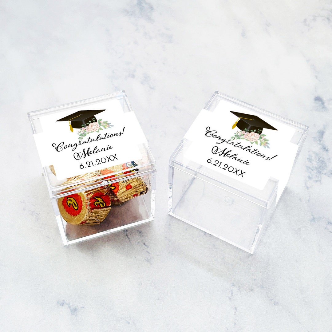 Graduation Containers Personalized Graduation Favor Boxes, Acrylic Square Container With ...