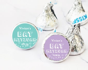 Set of 50 Mitzvah Personalized Hershey's Kisses Chocolate Favors, Bar Mitzvah Bat Mitzvah Chocolate Party Hershey's Edible Favors 874