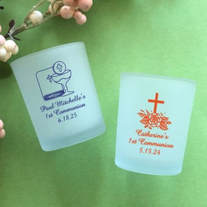 Set of 24 Personalized Custom Tealight Candle Holder - First Holy Communion, Religious Communion Favors Primera Comunión Party Favors 870