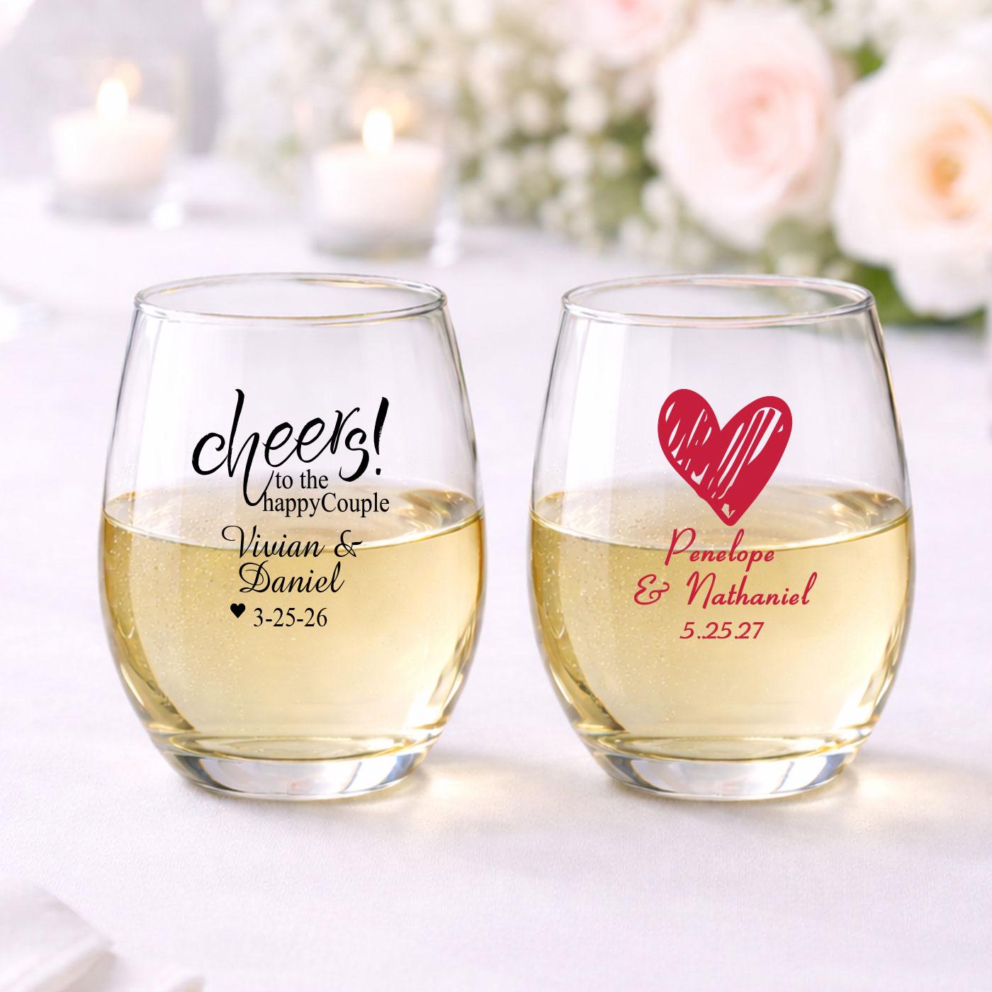 Personalized Stemless Wine Glass Favors - Hunt is Over Personalized Stemless Wine Glass Favors - Hunt is Over