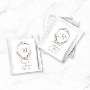 Set of 16 Personalized Tea Favors with Floral Elegance Labels, Personalized Wedding Party Tea Party Favors 855