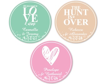 Set of 24 Personalized Wedding Anniversary Labels, Personalized Wedding Round 2 inch Peel-and-stick Labels 857