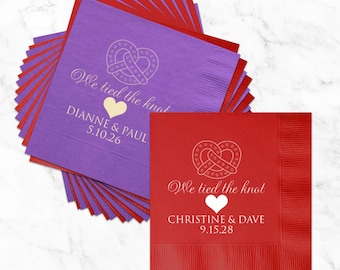 Pack of 100 Personalized We Tied The Knot Cocktail Napkins Party - Wedding Party Napkins - B125